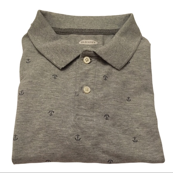 OLD NAVY Grey/Navy Anchor Polo - Picture 1 of 9